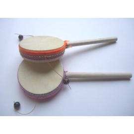 Percussion trambourin en bois et cuir