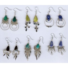 Boucles d'oreilles originales en métal et pierres du Pérou