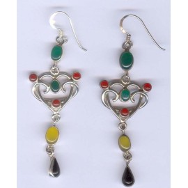 Boucles d'oreilles en argent 925 ornées de pierres et résine