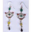 Boucles d'oreilles en argent 925 ornées de pierres et résine