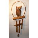 Carillon cloche en bois et coco en forme de chouette hiboux