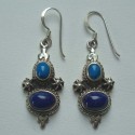 Boucles d'oreilles en argent 925 ornée de lapiz lazuli et turquoise