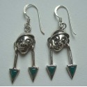 Boucles d'oreilles en argent 925 et pierres agate verte