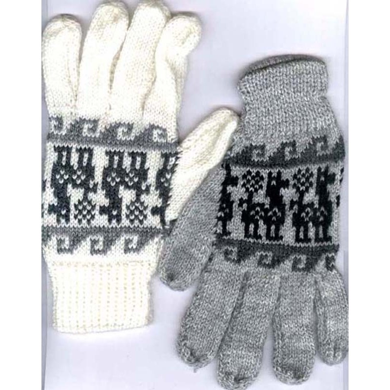 Gants Mitaines Alpaga Homme Tissu Tricotés au Pérou Gris Foncé