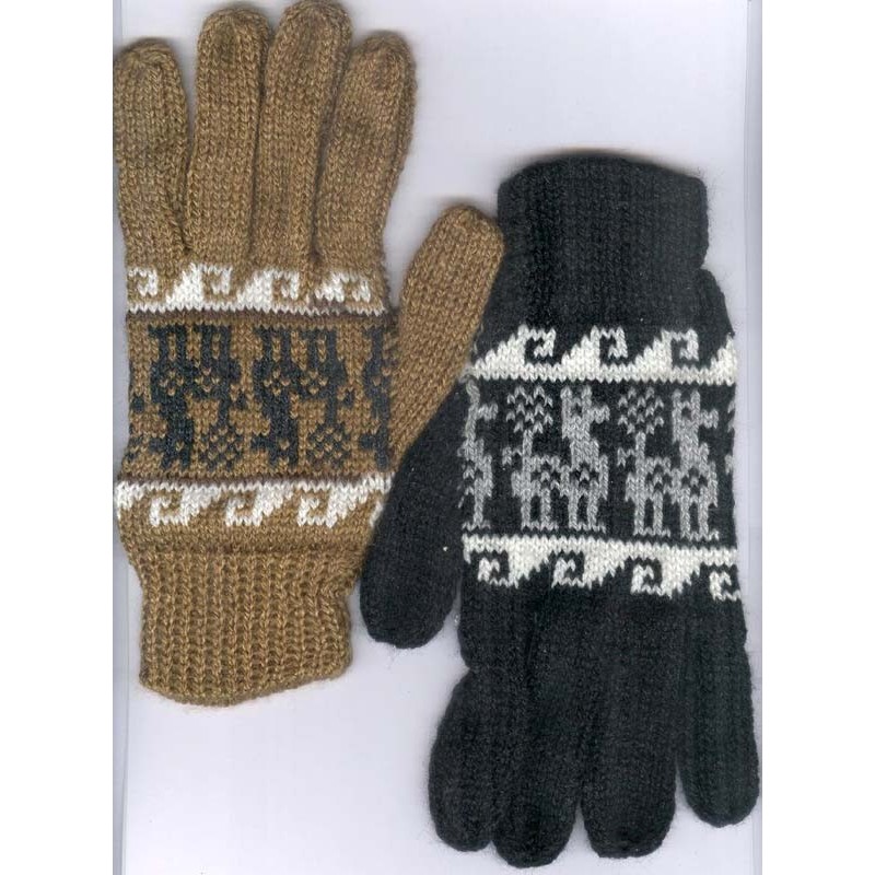 Gants Mitaines Alpaga Homme Tissu Tricotés au Pérou Camel