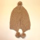 Bonnet trois pompons en laine naturelle