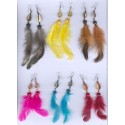 Boucles en plumes et coquillages