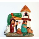 Crèche artisanale péruvienne forme église blanche