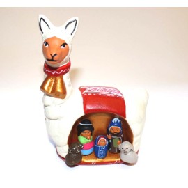 Crèche en céramique en forme de lama